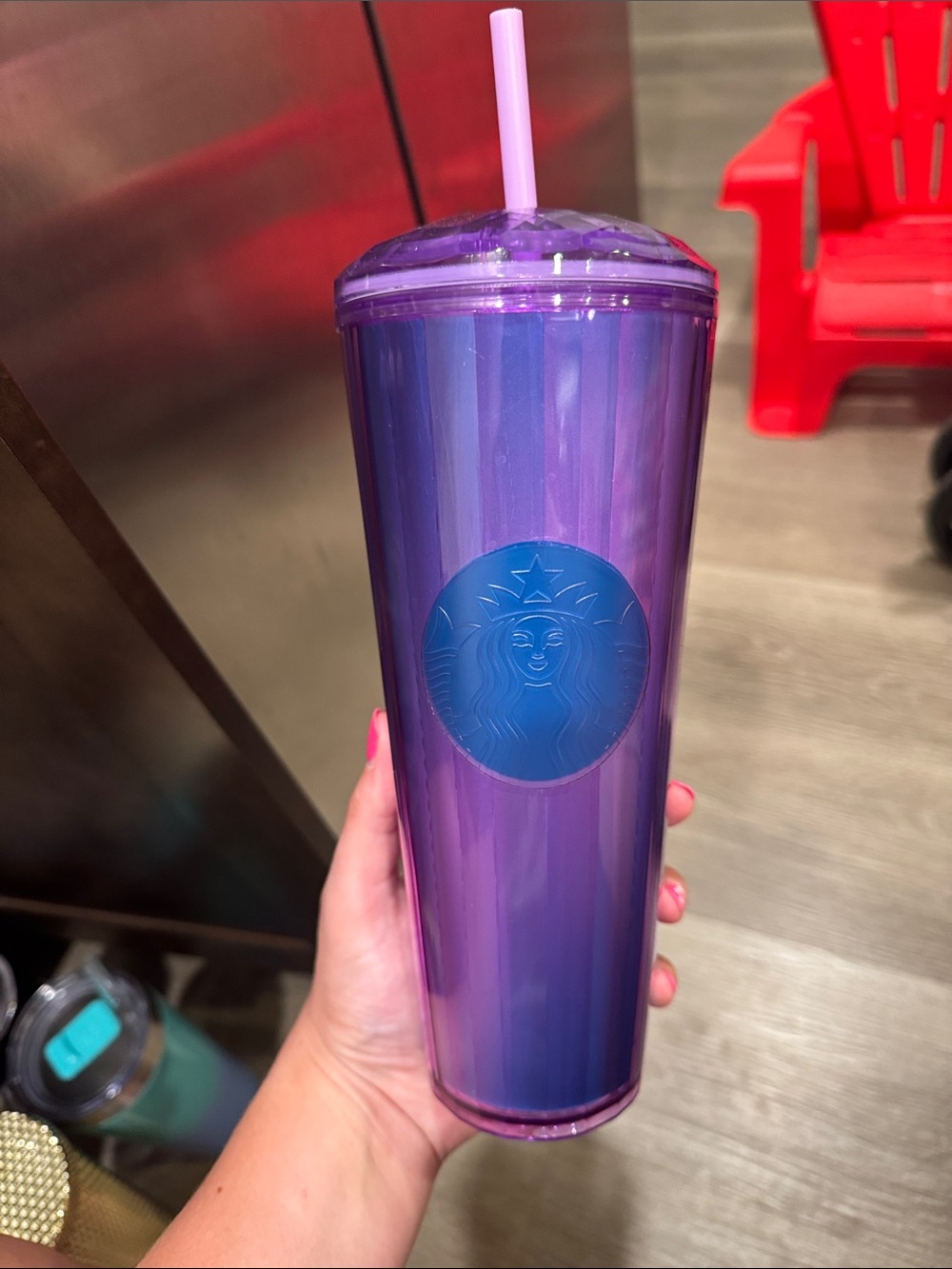 Starbucks Iridescent Purple & Pink Tumbler with Pink Straw